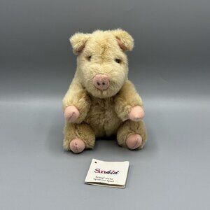 Vintage Sunkid Pig Piglet Plush Stuffed Animal Mohair 6"